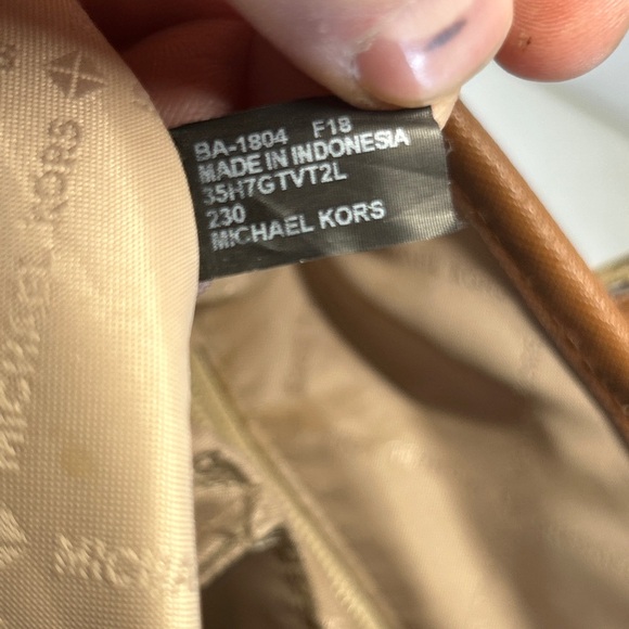 Michael Kors Jet Set East West Signature Brown Leather Tote Purse  Shoulder Bag - Picture 9 of 12